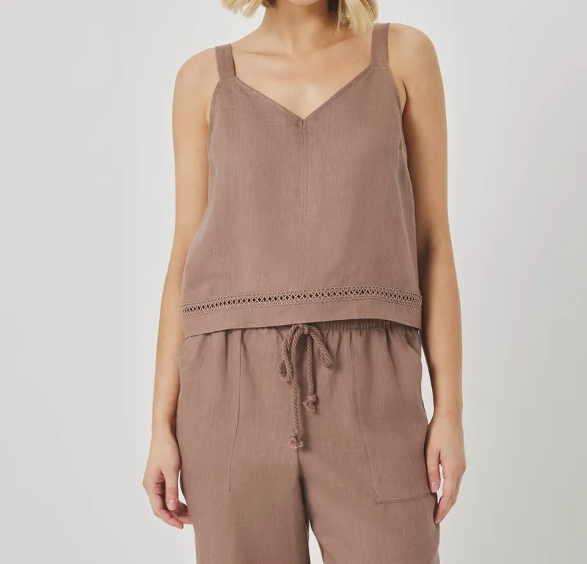 Linen Trim Tank Top
