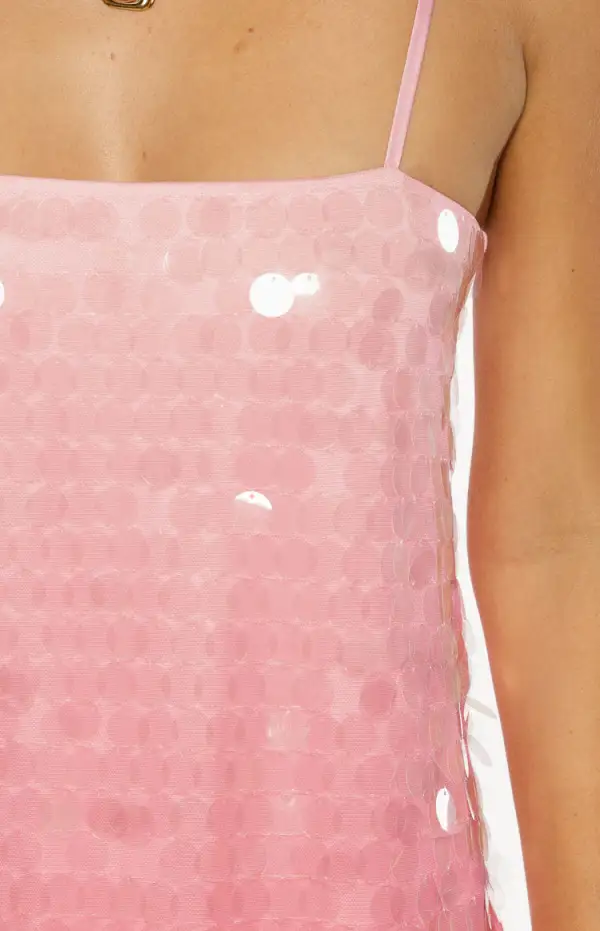 Square Neck Ombre Sequin Mini Dress