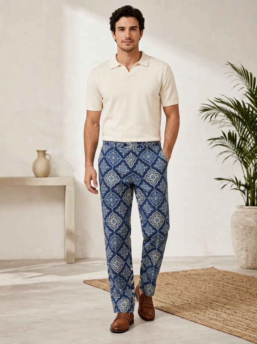 Men's Bohemian Tile Printed Pants