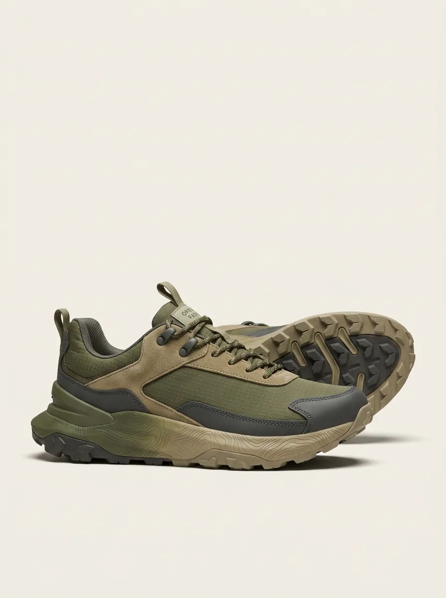 Casual Design Hiking-Inspired Topographic Casual Sneakers