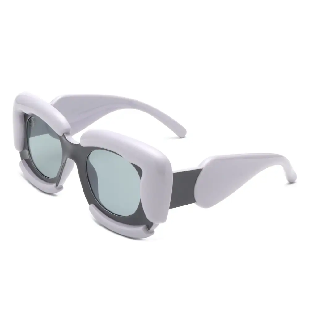 Low Profile Square Geometric Frame Sunglasses