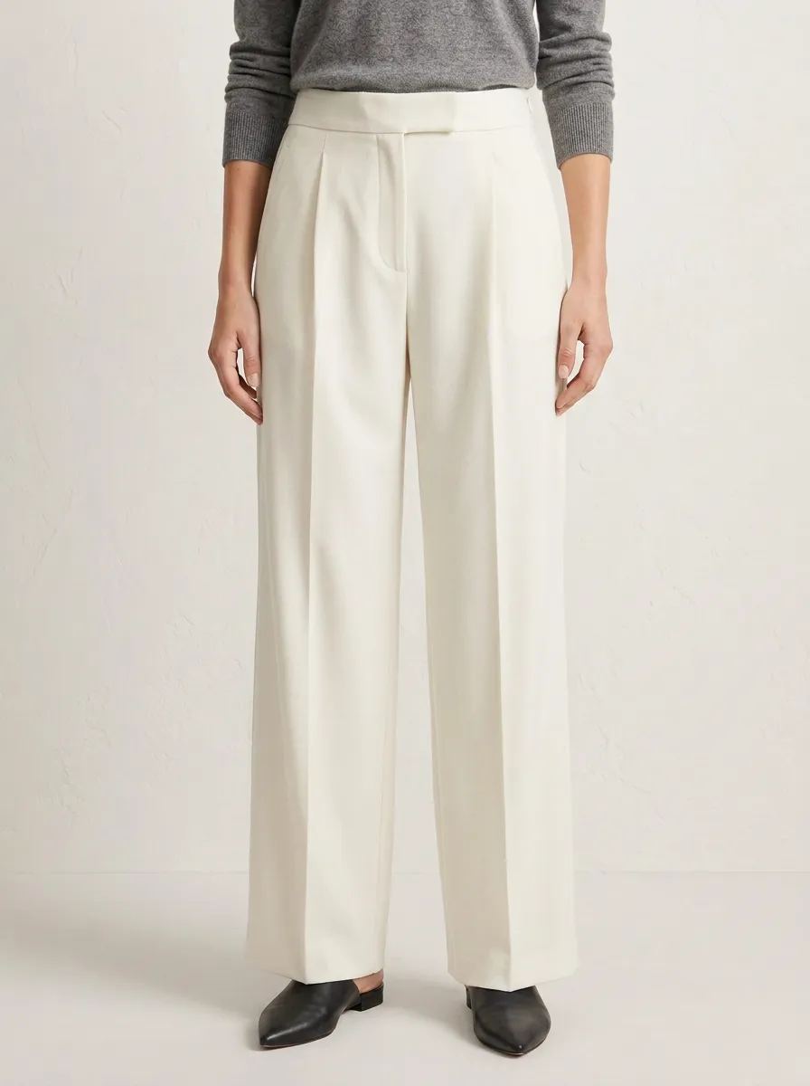 Modern Finish Pleated Wide-Leg Trousers