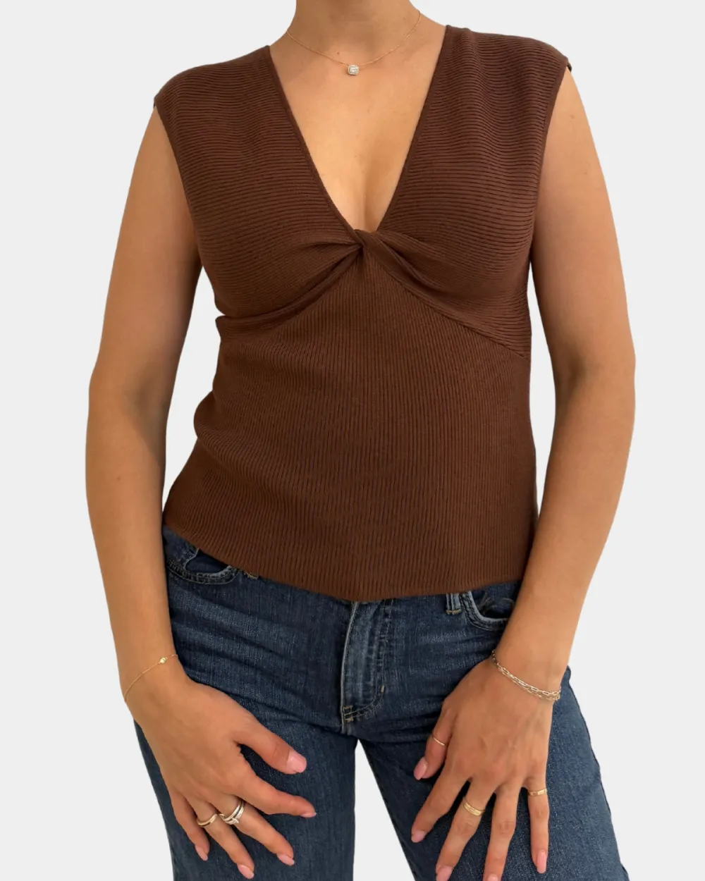 V-Neck Ribbed Top