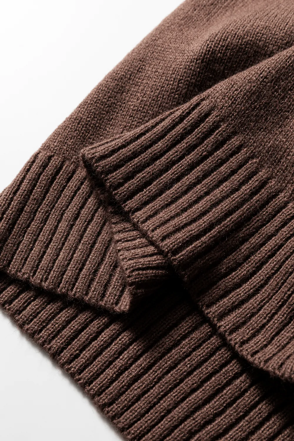 Dark Brown Ribbed Deep V Vest