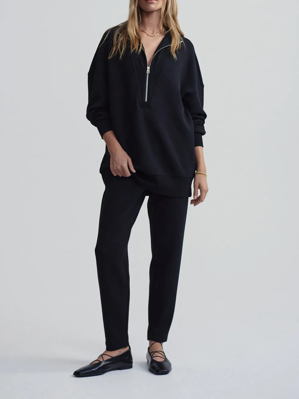Trendy Quarter-Zip High-Collar Sweatshirt