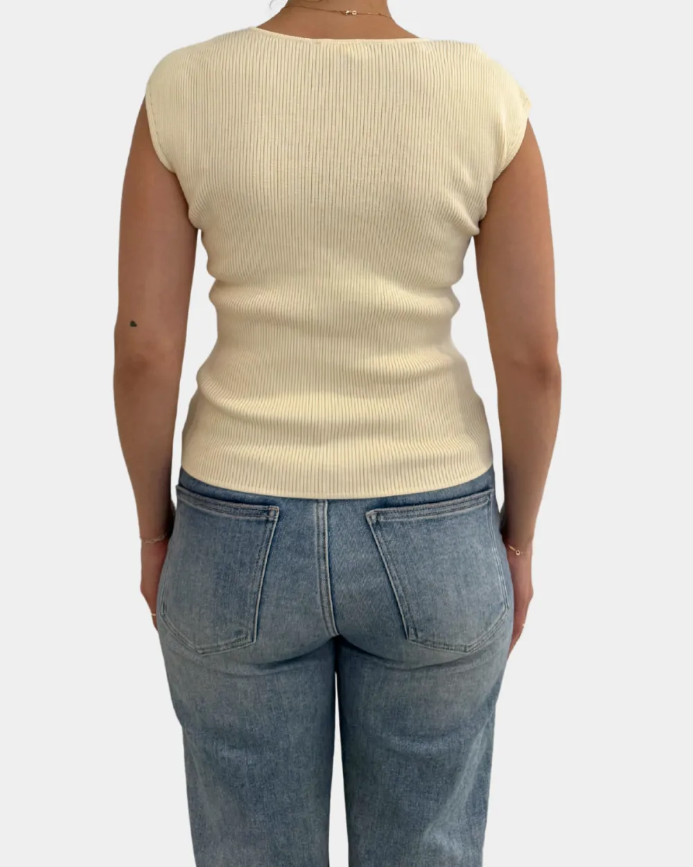 Relaxed V-Neck Ribbed Top