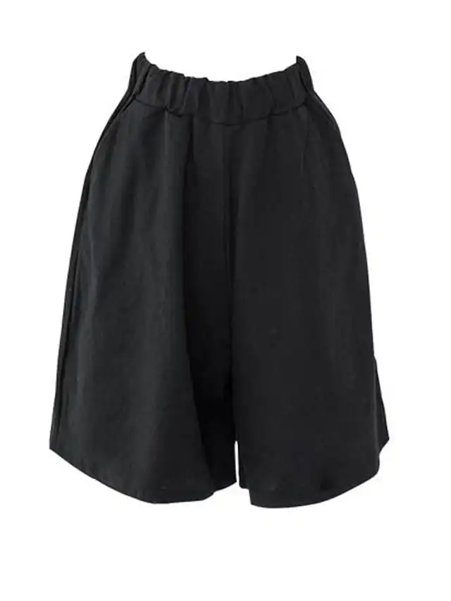 Women's Wide Leg Shorts Burmuda Shorts Linen Black Red Navy Blue Fashion Casual Daily Side Pockets Wide Leg Knee Length Comfort Solid Color M L XL 2XL 3XL