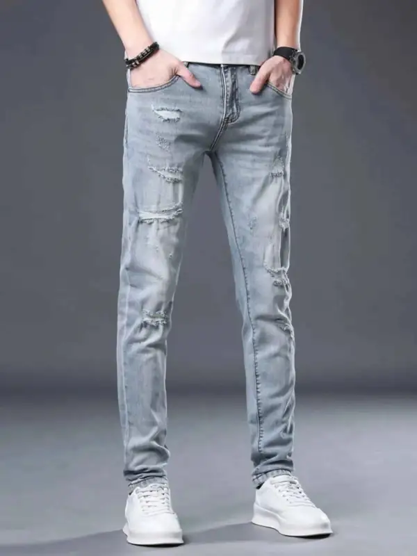 Casual Distressed Slim Fit Jeans