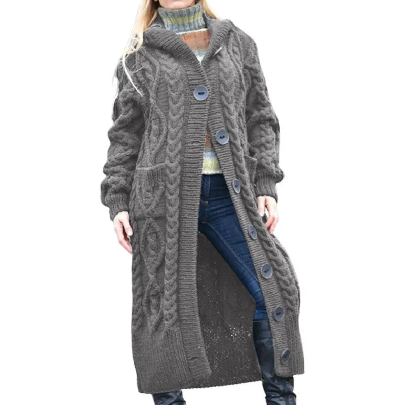 Button Down Jacquard Weave Pocket Long Sleeve Casual Sweater