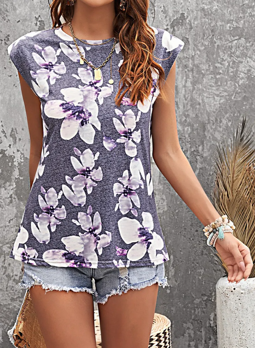 Floral Crew Neck Tank