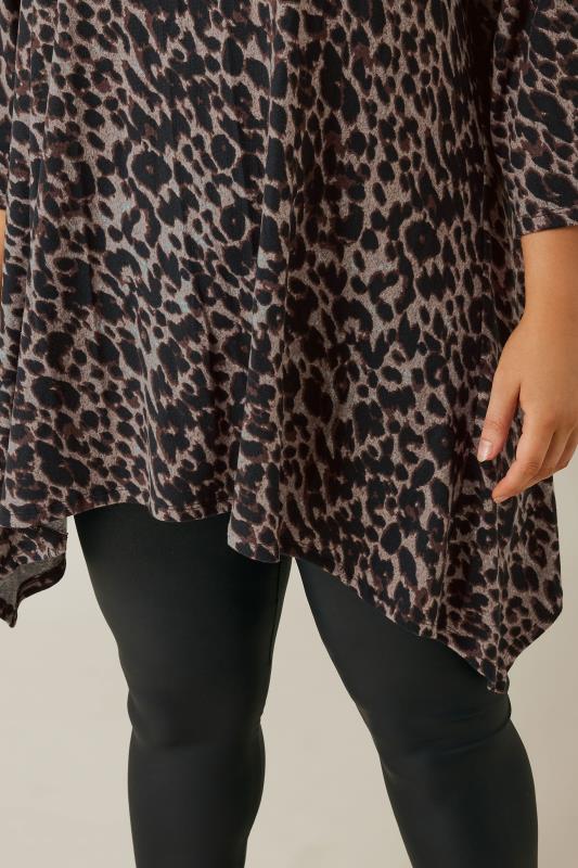Brown Leopard Print Hanky Hem Top detail 3