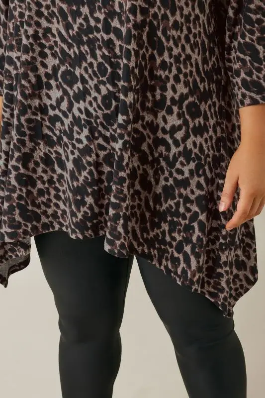 Brown Leopard Print Hanky Hem Top