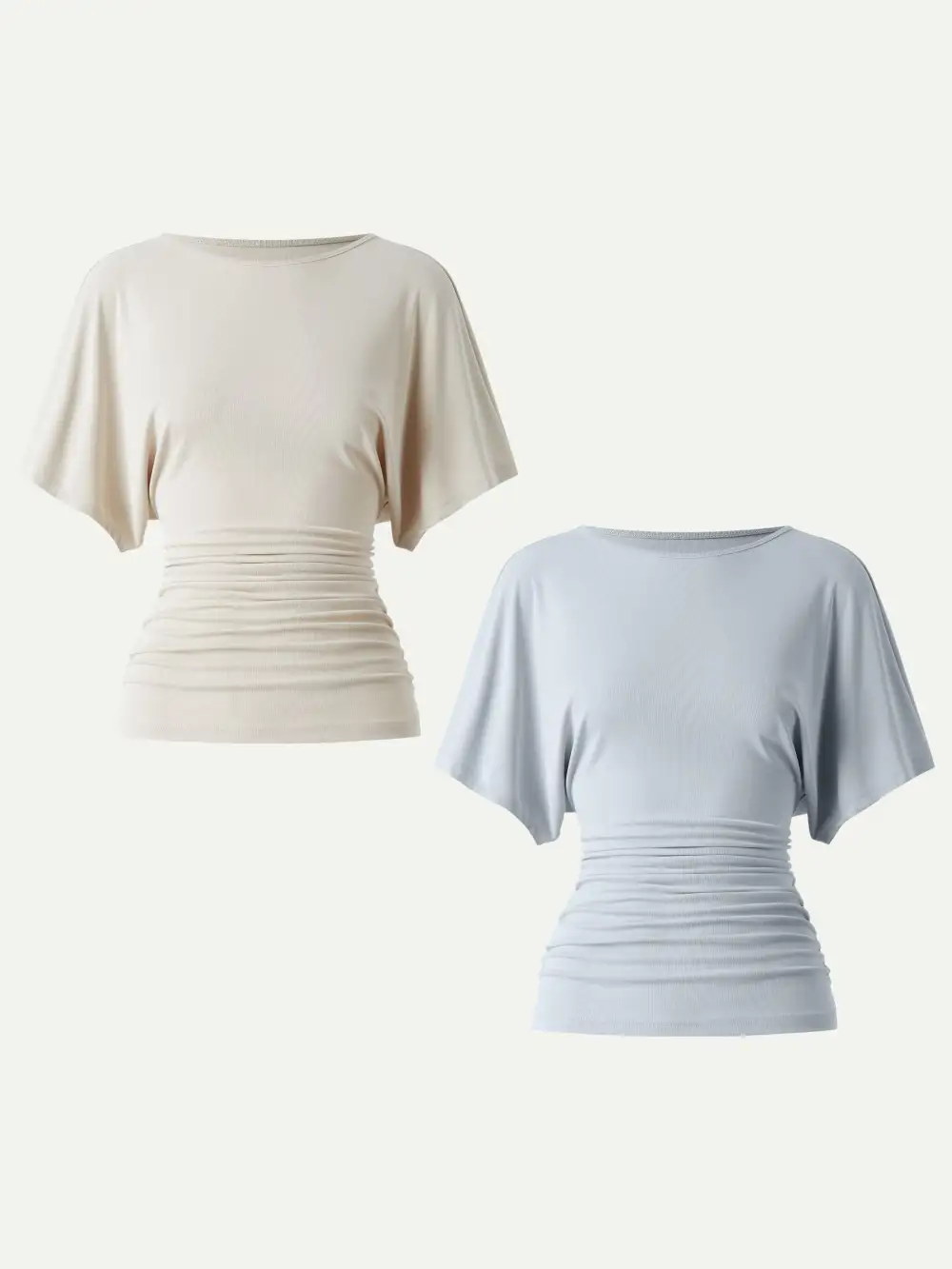 Boatneck Batwing Sleeve Side Ruched Top