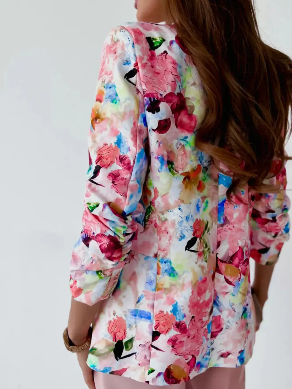 Open-Front Floral-Print Blazer