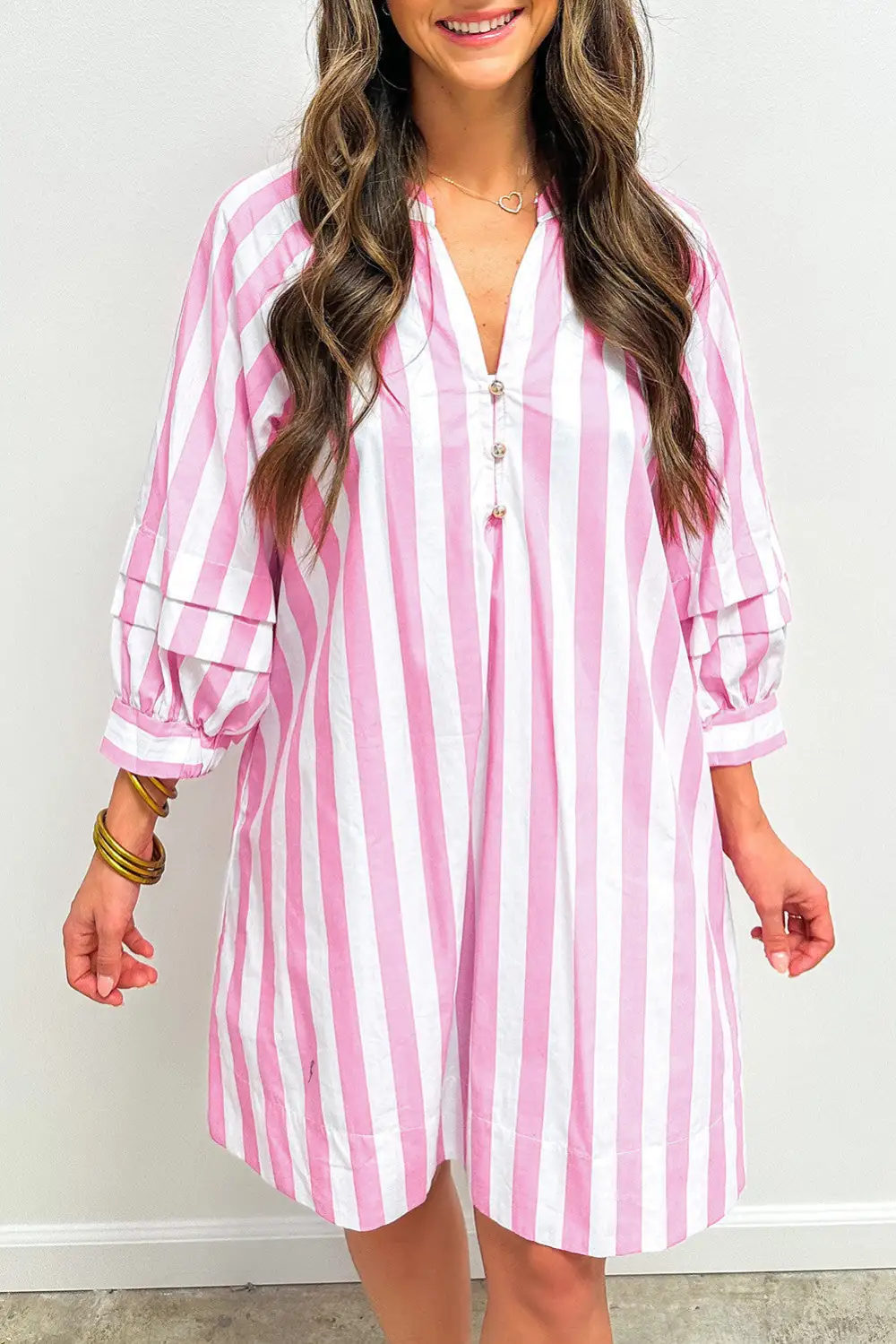 Striped Sleeve Relaxed Mini Dress