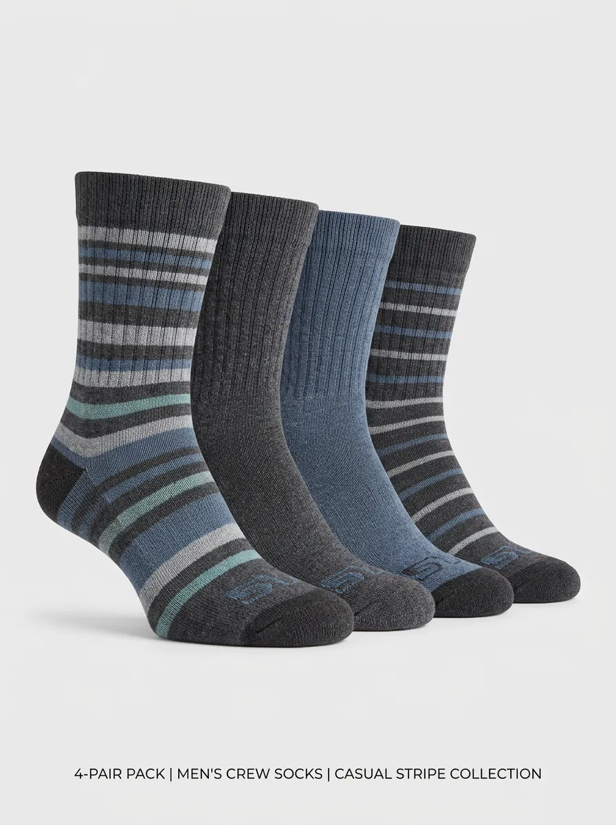 Modern Crew Patterned Collection Men's Four Pair Socks