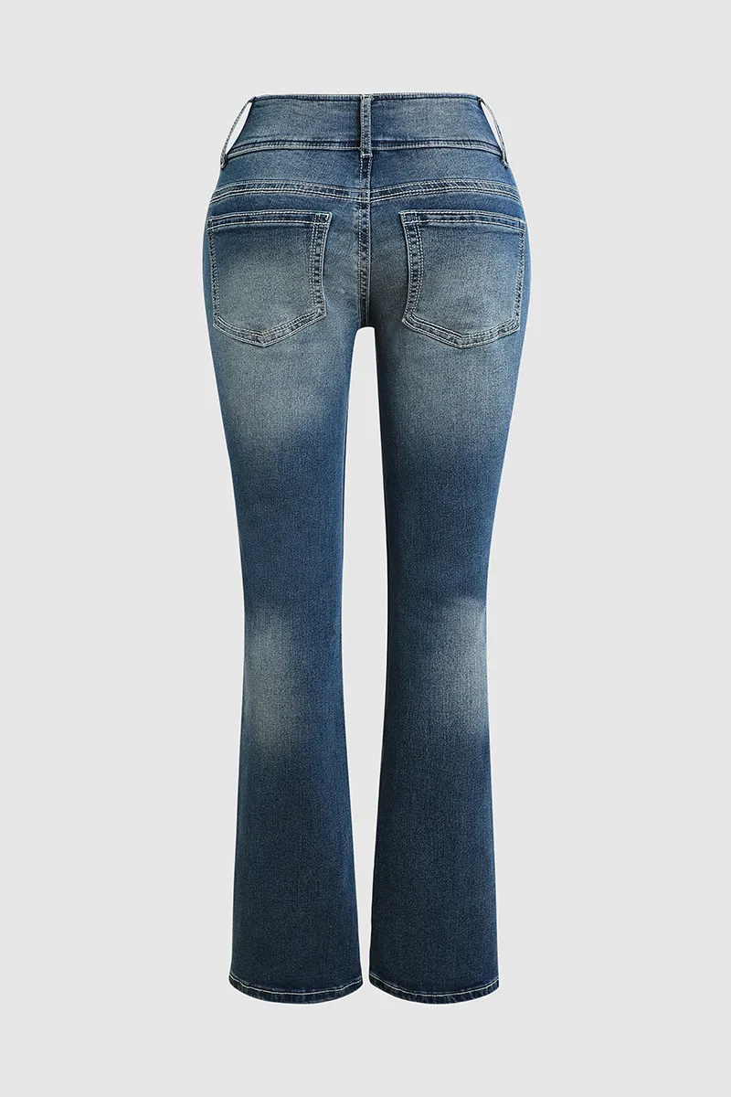 Vintage Low Waist Ripped Button Up Jeans