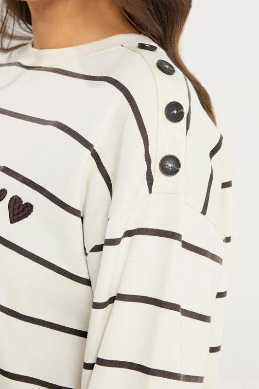 Cream Stripe Sweatshirt detail 3