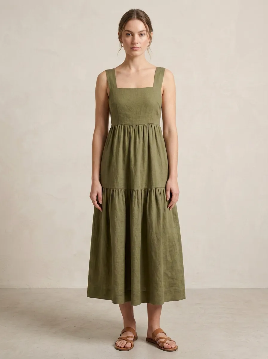 Women's Casual Tiered Midi Backless Dress