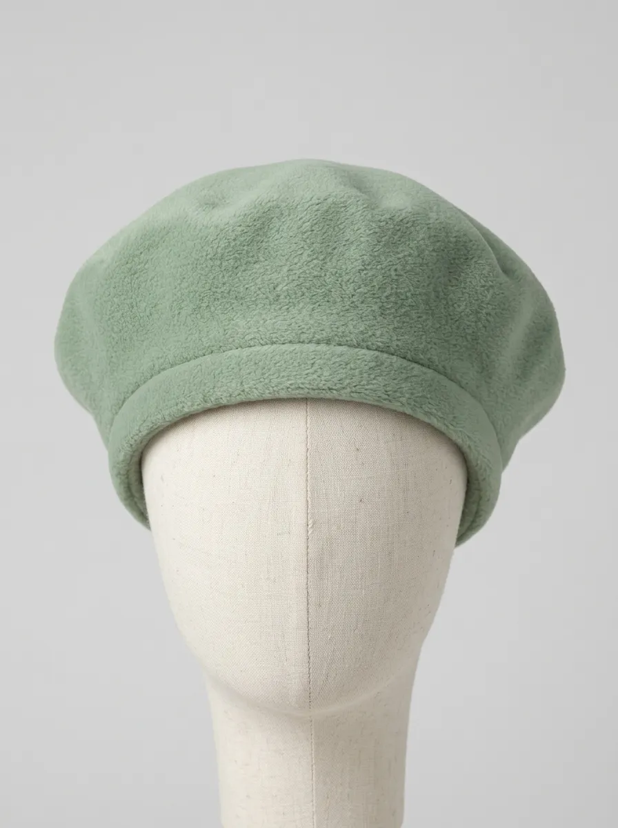 Unisex Minimalist Sage Green Fleece Beret