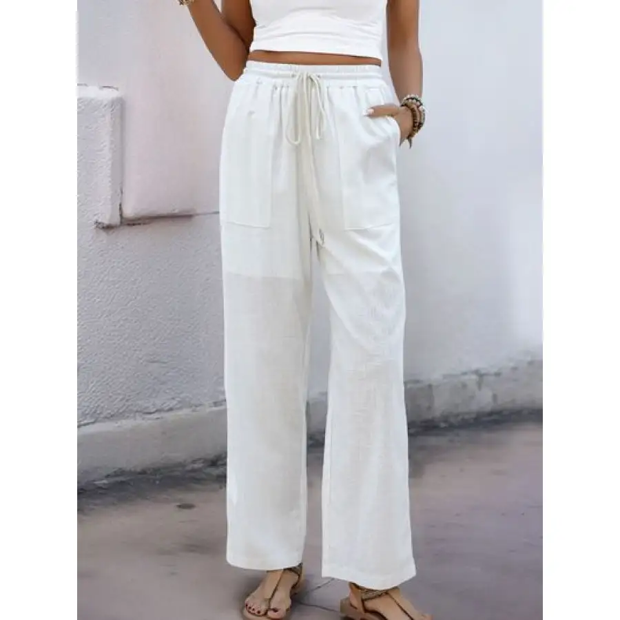 Drawstring Wide Straight Pants