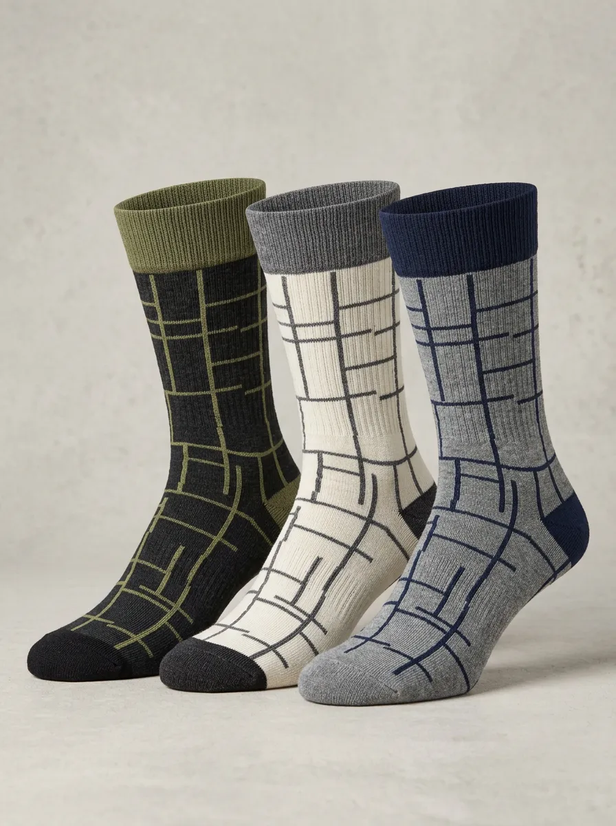 Everyday Grid Geometric Casual Sock Set