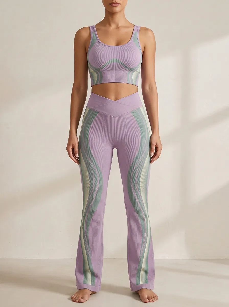 Wave Ribbed Paneled Flare Active Set