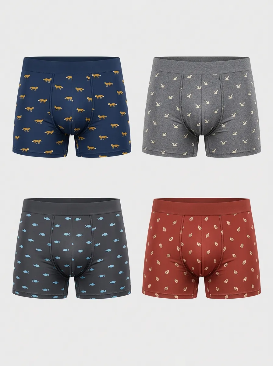 Men's Hudson Woodland Animal Boxer Briefs 9-Pack