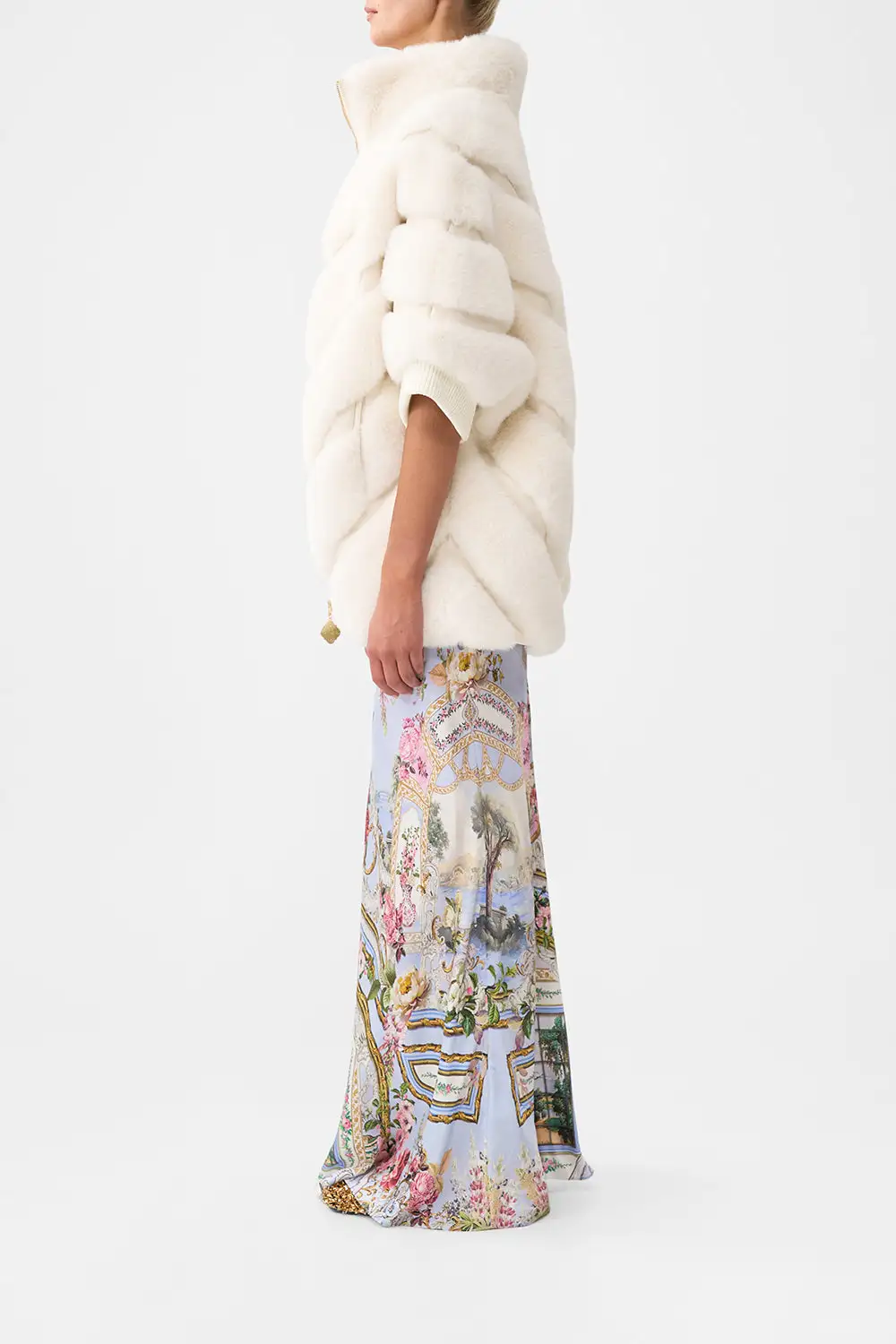 Faux Fur Short Sleeve Slouch Jacket
