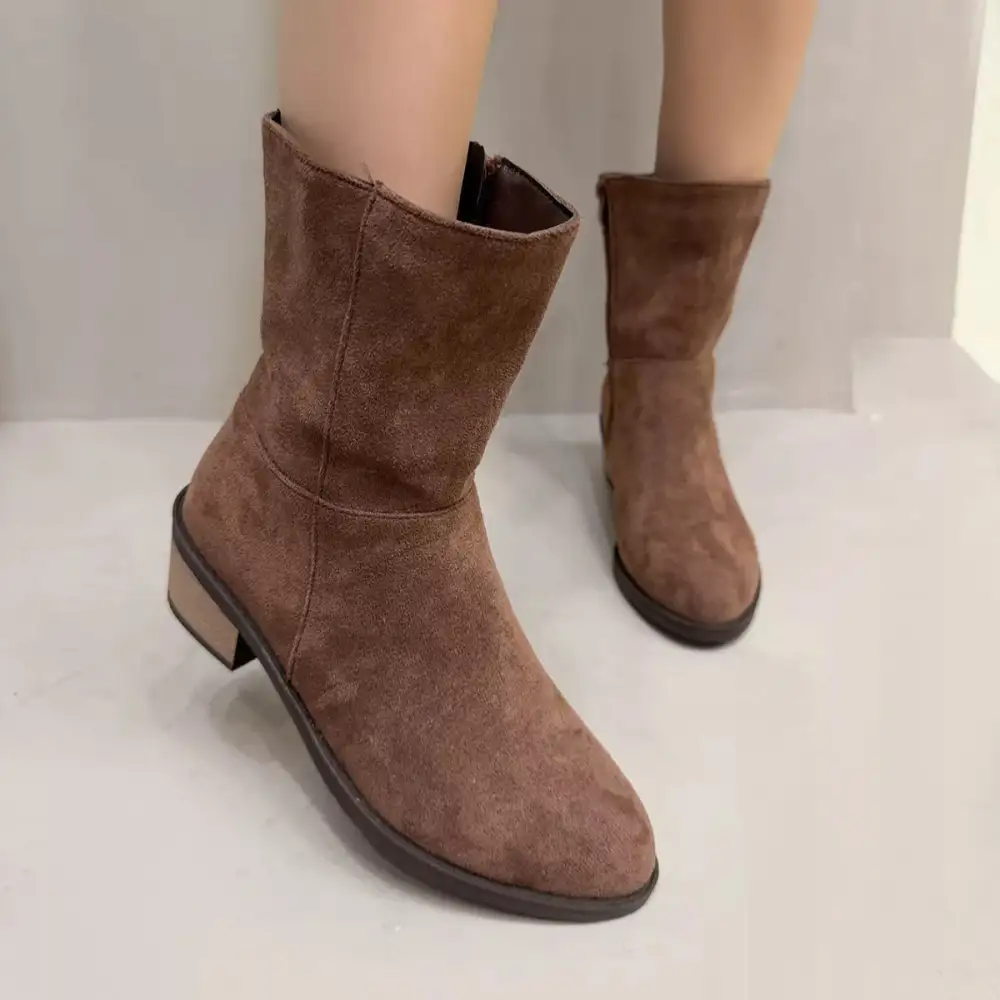 Round Toe Block Heel Ankle Boots