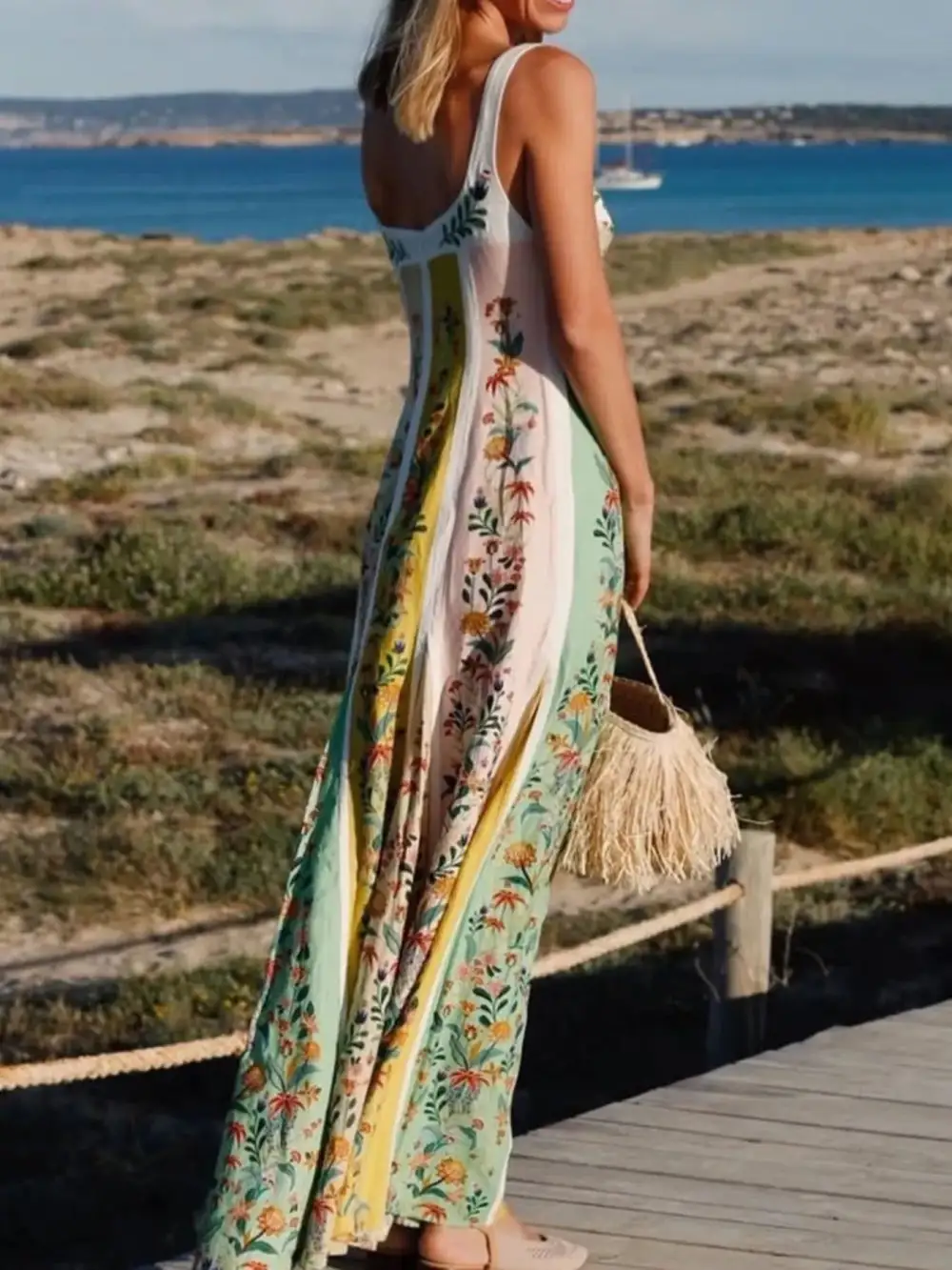 Structured Shape Floral Printed Maxi Dress