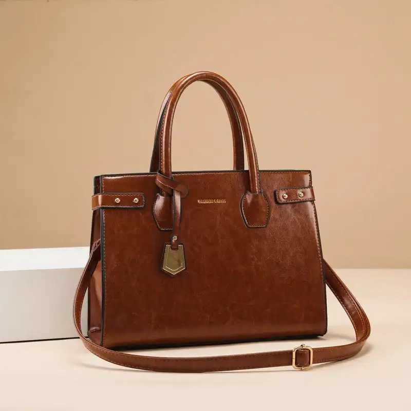 Luxurious Craft: Genuine Leather Flap-Cover Handbag