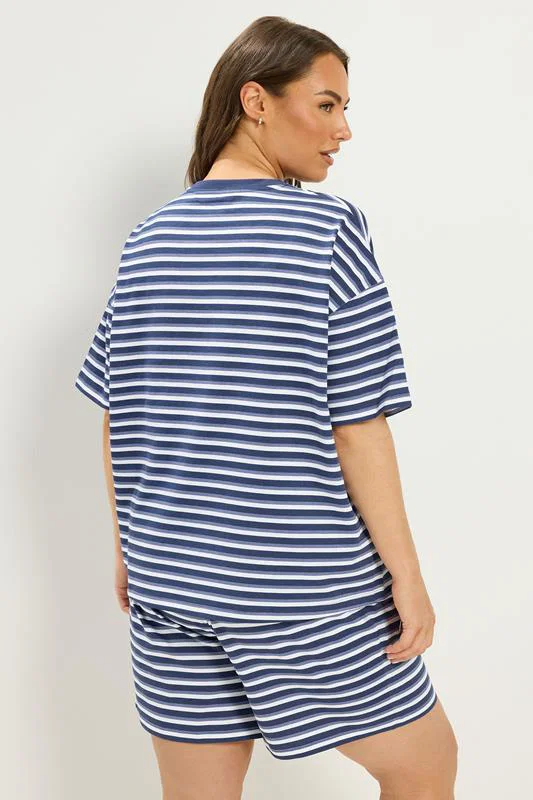 Blue Stripe T-Shirt & Shorts Co-ord detail 2