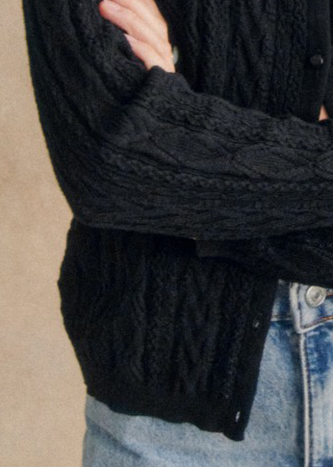 Solid Color Gentle Style Organic Cotton Long Sleeve Cardigan