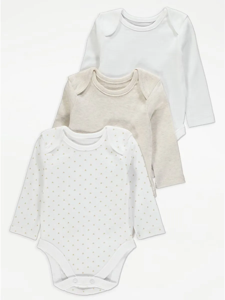 Neutral Long Sleeve Bodysuits 3 Pack