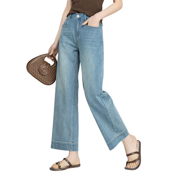 Utility Inspired Straight Leg Washed Denim Jeans