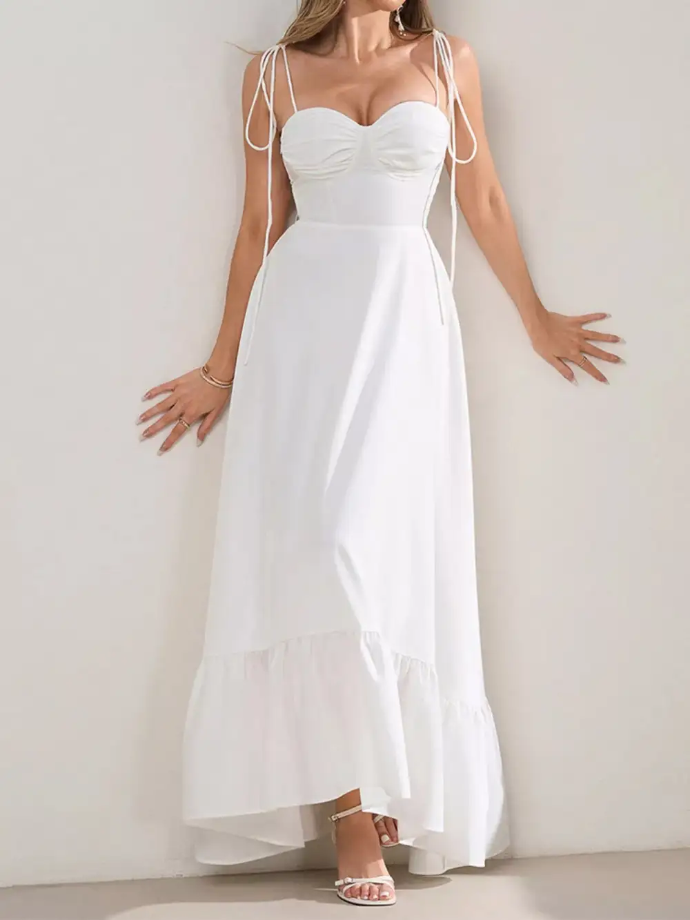 Structured Shape Ruffle Maxi Dress