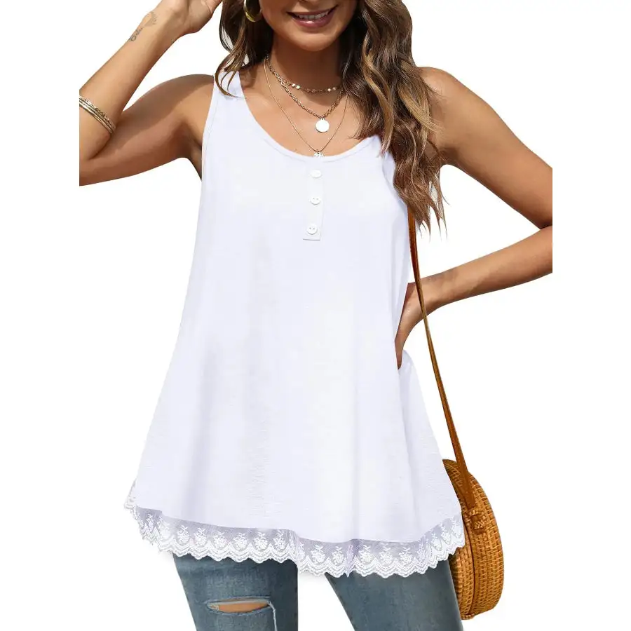 Lace Trim Wide Strap Tank Top