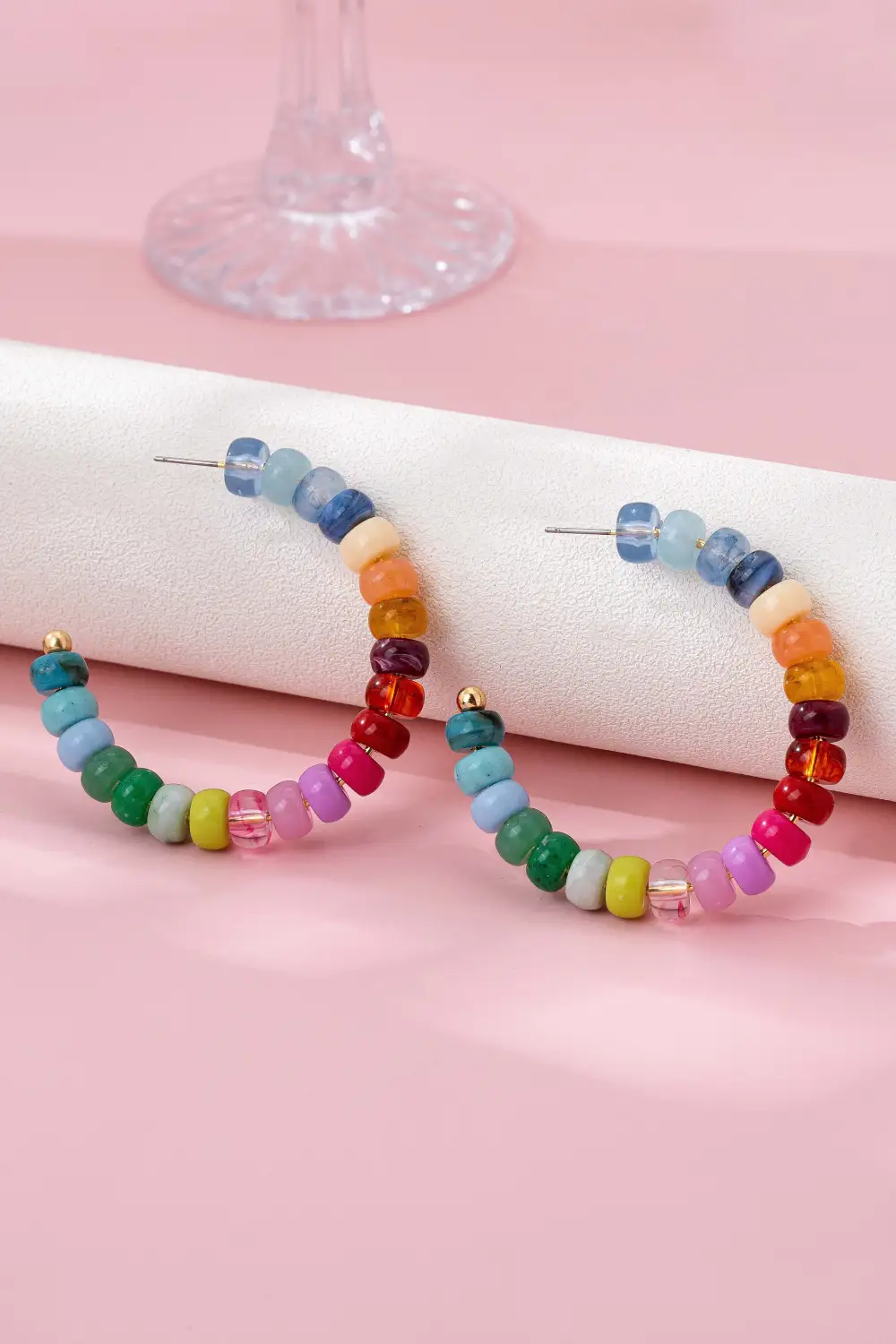 Multi Color Beaded Hoop arrings