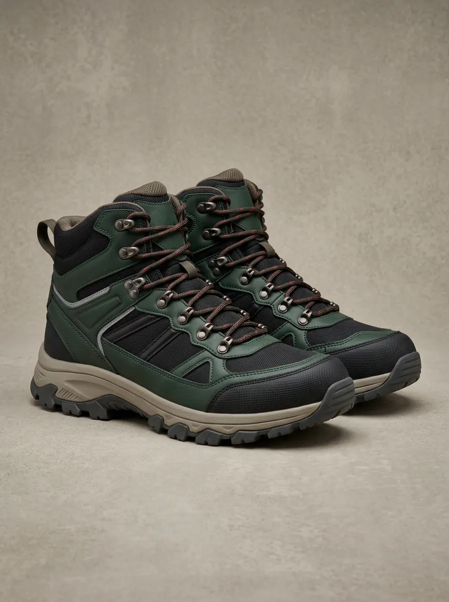 Men's Outdoor Hiking Forest Green Printed Boots