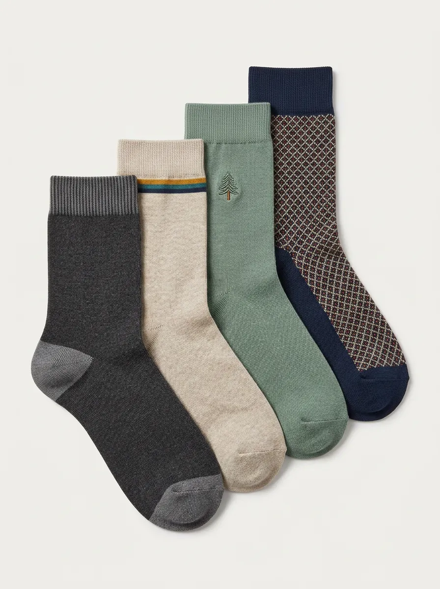 Tree Geometric Nature Men's Four-Pair Long Socks