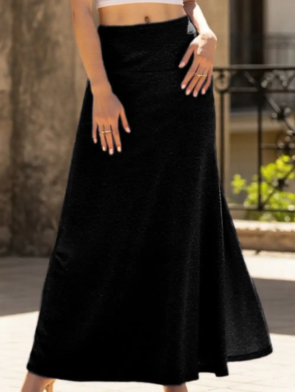 Knit High Waist Midi Skirt
