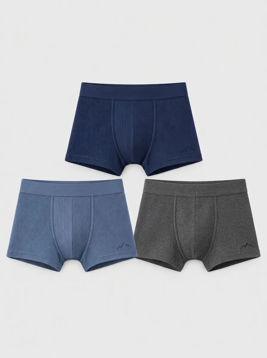 Men's Mountain Lover Embroidered Ribbed 3-Pack Boxer Briefs