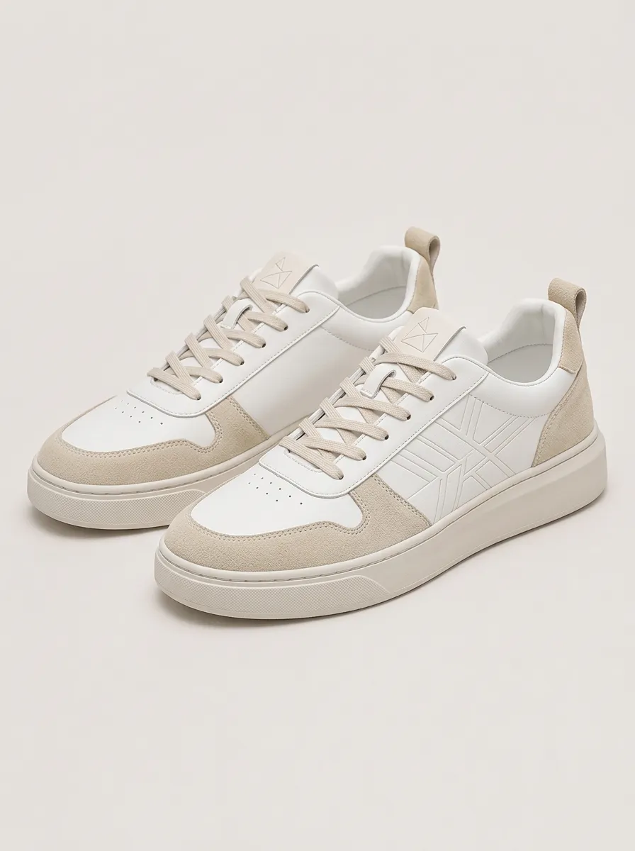 Men's Minimalist Geometric Pattern Embossed Suede Leather Skate Shoes