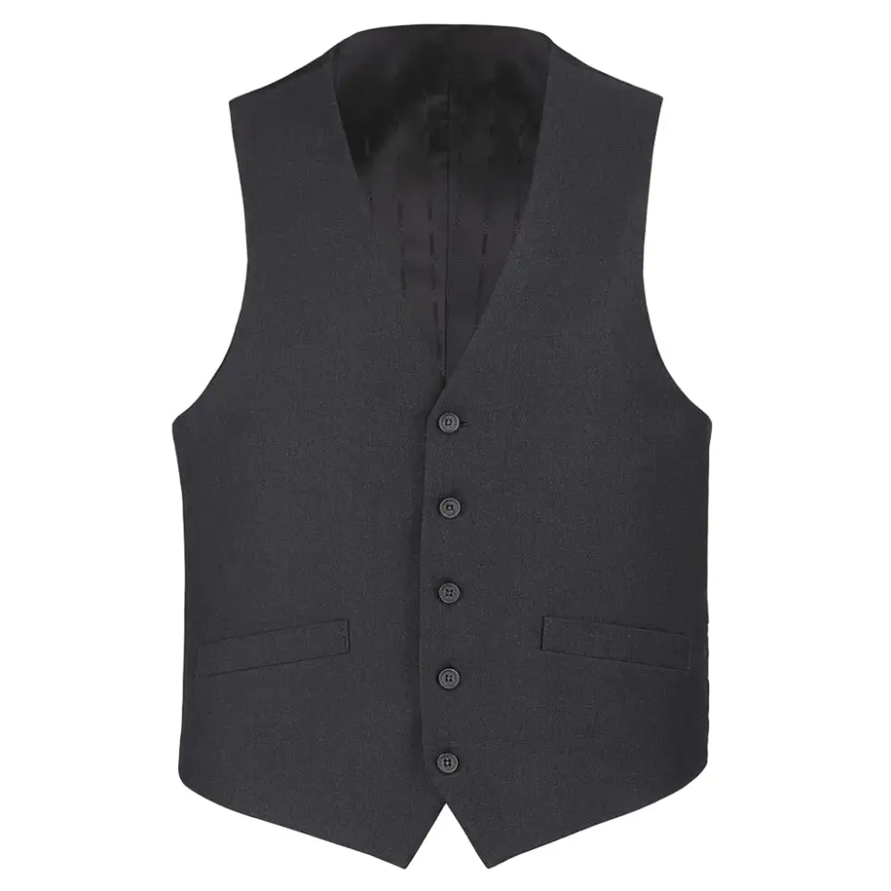 Charcoal Regular Fit Five Button Dress Vest