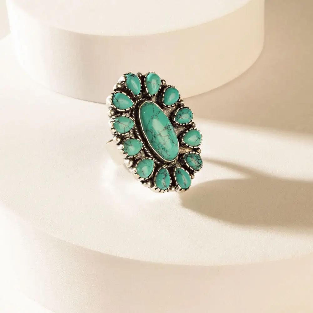 Oval Stone Teardrop Frame Ring