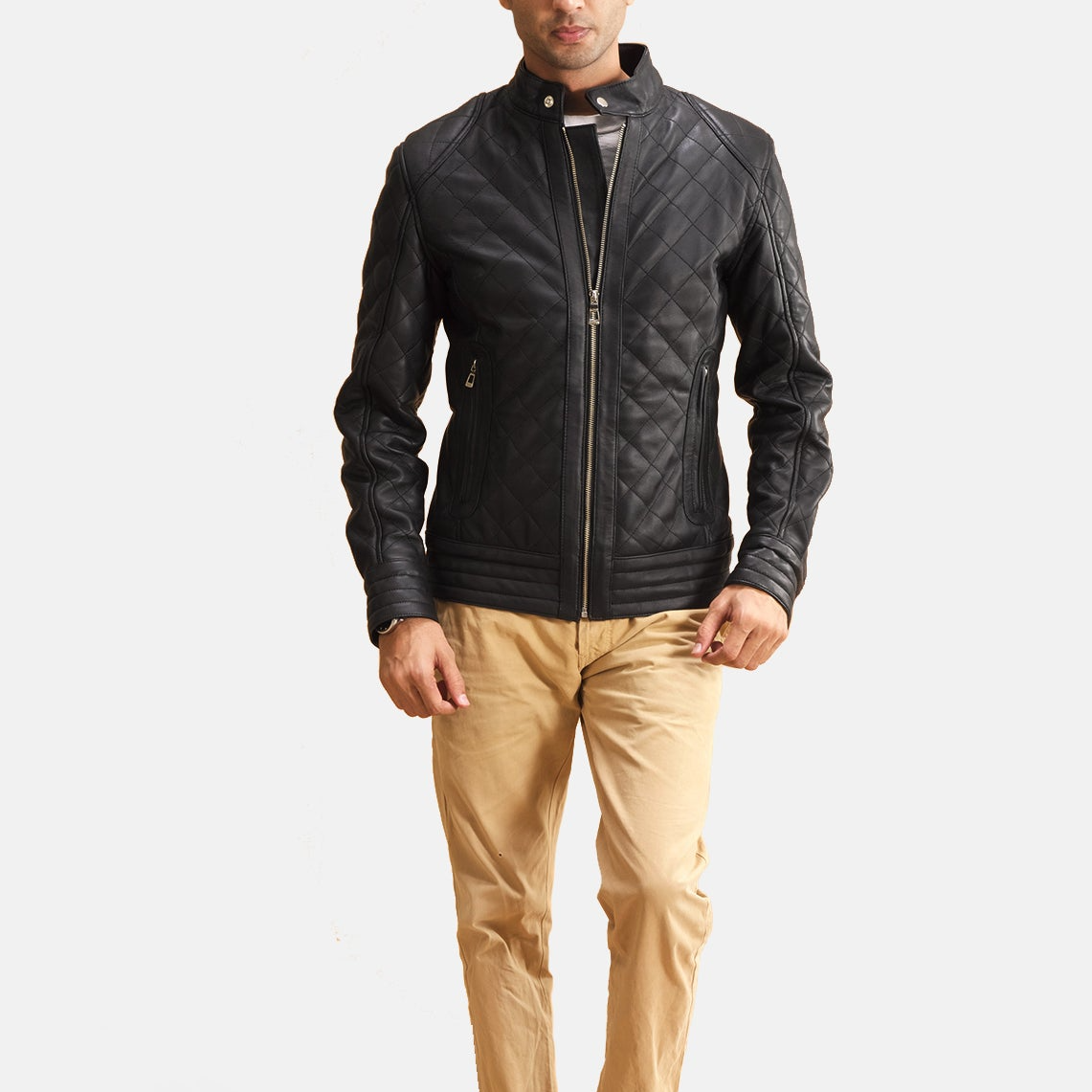 Men's Leather Quilted Jacket