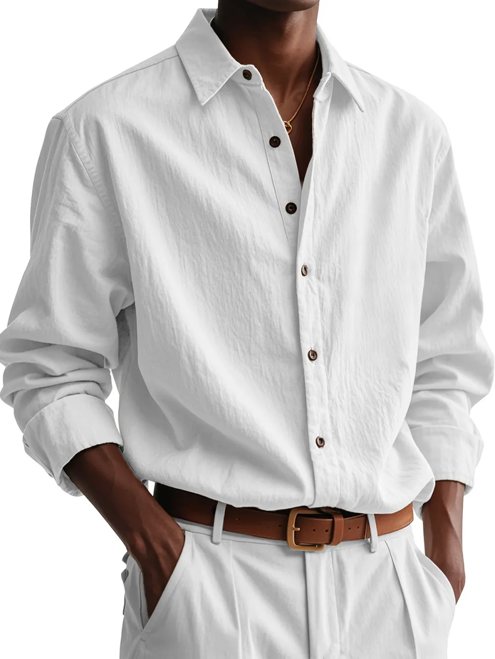 Garment Washed Pleated Front Shirt