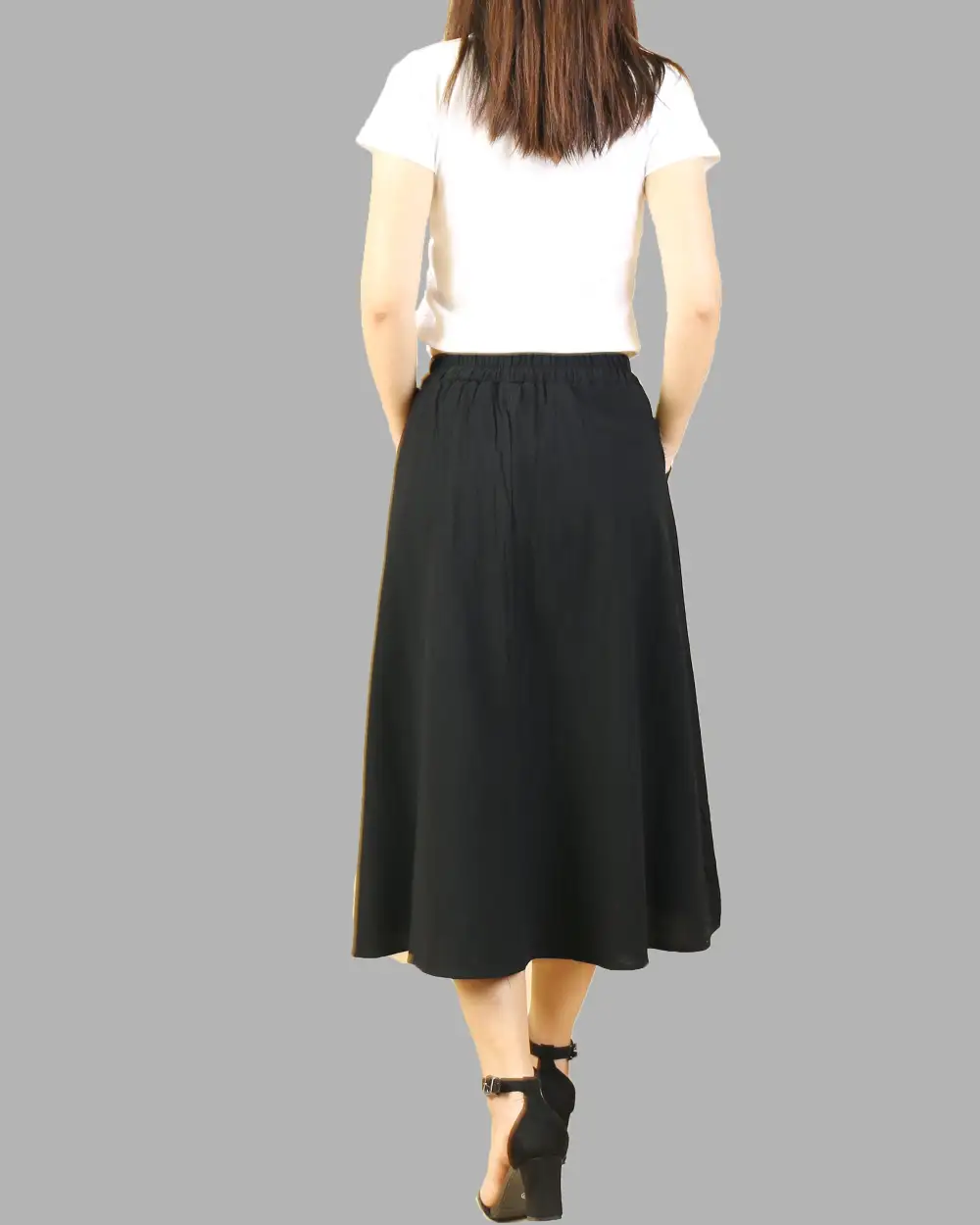 Everyday Boho Linen Flared Midi Skirt