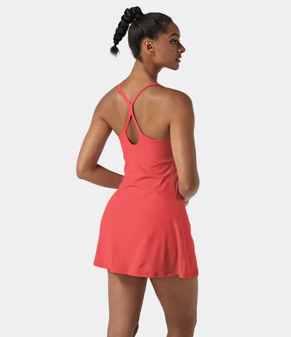 Softlyzero Airy Backless Cut Out 2-in-1 Pocket Cool Touch Mini Activity Dress